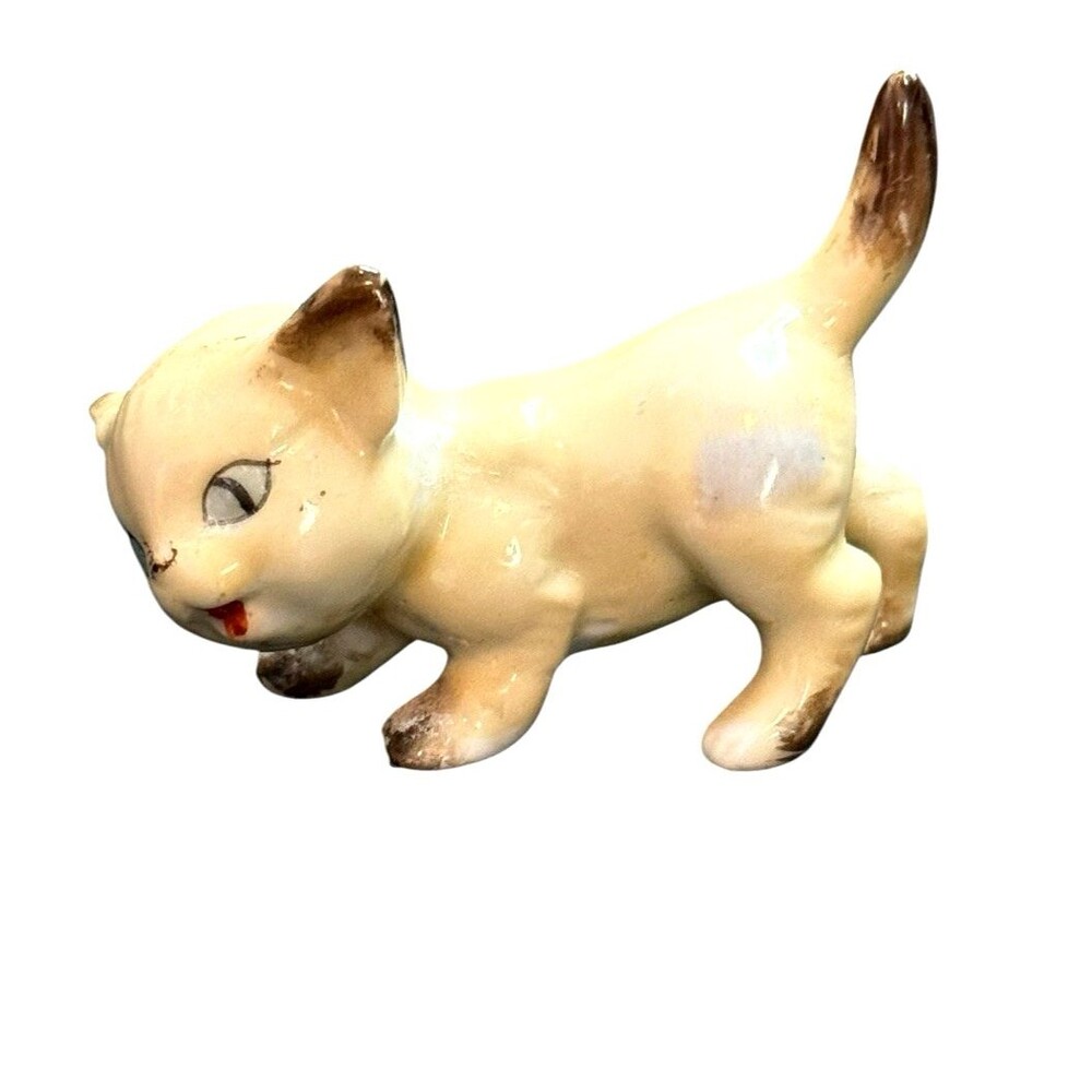 1960s Inarco Japan Ceramic Siamese Cat Kitten Figurine Vtg Collectible 2.75"L